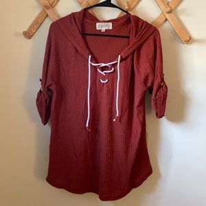 Copper Sweater with Rope Tie detail